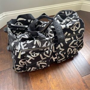 Vintage Victoria's Secret Pink Vs Love Graffiti Luggage Wheelie Suitcase